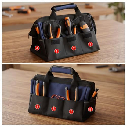 Sanwuta 3 Pack 13 Inch Tool Bags, Side Pockets, Blue, Red, Yellow - color: Blue, Red, Yellow, size: 13 Inch, style: Side Pockets