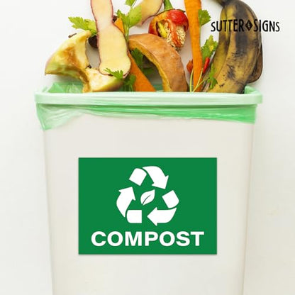 Compost Stickers, Green, 7" x 10" (Pack of 4) - size: 7" x 10" (Pack of 4)