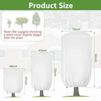 2 Pack Rounded Top Plant Covers Freeze Protection, 75"X90" Winter, White - size: White-75x90in-2PCS