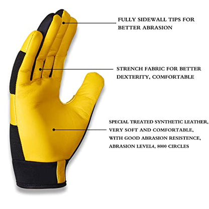 SAWANS Leather Gardening Gloves Working for Women and Men Utility Dexterity Breathable Garden Work Safety Gloves - size: Medium
