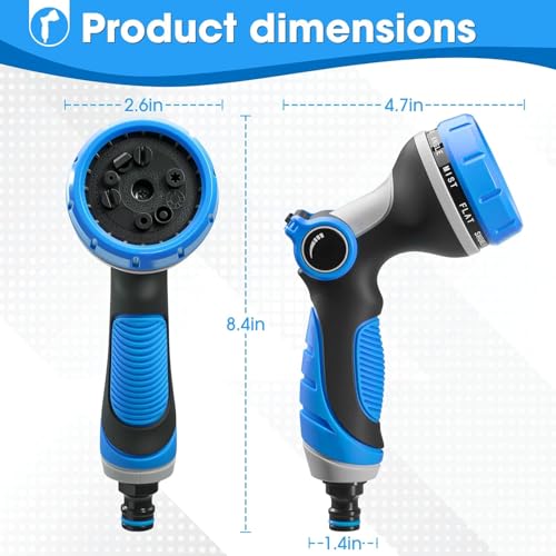 Garden Hose Nozzles,Hose Spray Nozzle with Adjustable 10 Watering Patterns - color: Blue&Blue