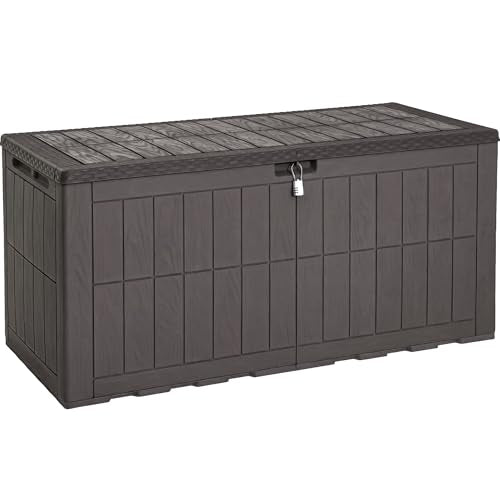 YITAHOME 134 Gallon Large Deck Box - color: Dark Brown, size: 134 Gallon