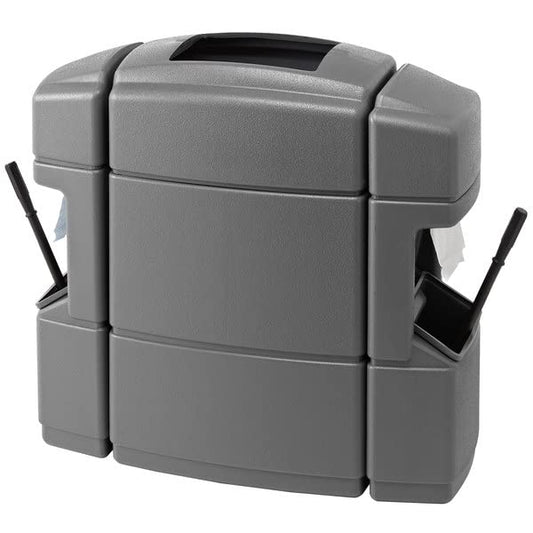 Compost Bin, 40 Gallon Gray Rectangular Open Top Waste Container with 2 Paper Towel Dispensers, 2 Squeegees, and 2 Windshield Wash Stations, Trash Can for Car Dealerships or Stations, Number 02 - color: Dark Gray, size: 40 Gallon Rectangle
