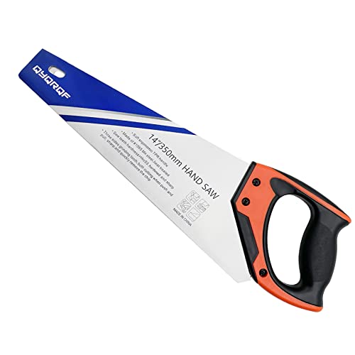 14 in Hand Saw, 11 TPI Fine-Cut Soft-Grip Hardpoint Wood Handsaw, Orange - color: Orange-14 Inch