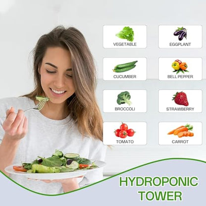 Hydroponic Tower, 14-Layer Hydroponics Growing System Kit with 70 Slots, Vertical Garden System with 20L Water Tank and Pump for Indoor Outdoor Home, Balcony & Patio - size: 70 Pods