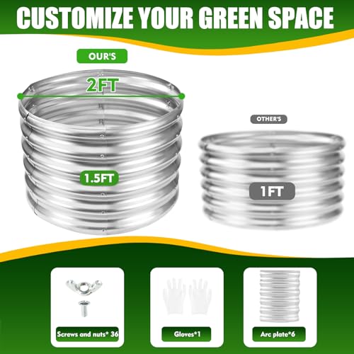 TBMLC 17" Tall Elevated Round Metal Raised Garden Bed Silver,2 FT Diameter - color: Silver, size: 2FT Diameter
