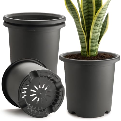 16 inch Deep Large Planters for Outdoor Plants, 4-Pack Plastic Plant Pots - color: Dark Gray