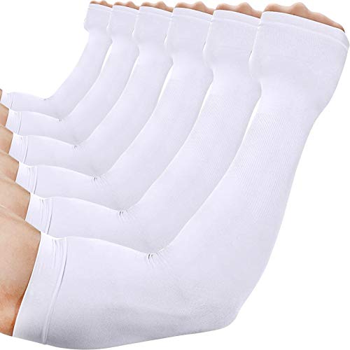 beister Arm Sleeves with Thumb Holes, UV Protection for Women & Men - color: 6 Pairs (White)