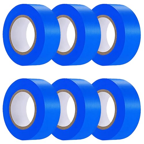 6 Pcs Dark Blue Flagging Tape,Non-Adhesive Plastic Ribbon Neon Marking Roll - color: Dark Blue