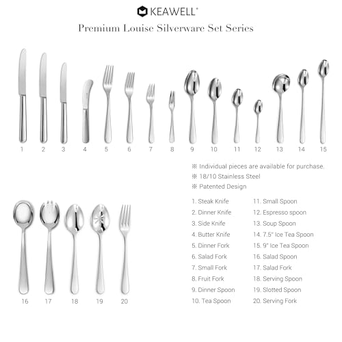 KEAWELL Premium Louise 4-Piece 18/10 Small Fork Set (6.1" Small Fork) - size: 6.1" Small Fork