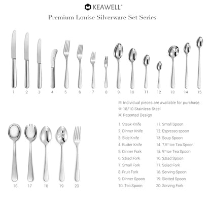 KEAWELL Premium Louise 4-Piece 18/10 Dinner Fork Set (8" Dinner Fork) - size: 8" Dinner Fork