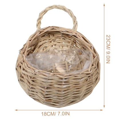 DOITOOL 2 Pcs Rattan Wall Baskets, 18 cm Woven Hanging Planters - color: Light Brown