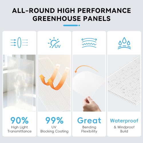 8 Pcs Greenhouse Panel, 8'FT x 4'FT x 0.24"IN Twin-Wall Polycarbonate Sheet - size: 8'FT x 4'FT x 0.24"IN