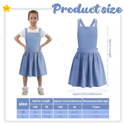 Kids Pinafore Apron, Cross Back Apron, Japanese Style Bib Aprons Home Clothes - color: Blue, size: 60 x 122 cm