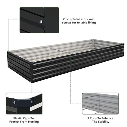 2PCS 10x3x1ft Galvanized Raised Garden Bed Kit,Gardening Planter Box - color: Black, size: 10x3x1FT(2PCS)