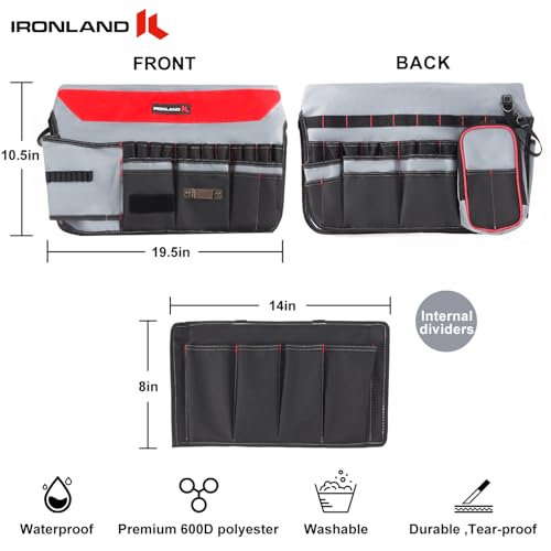 IRONLAND Bucket Tool Organizer Fit 3.5-5 Gallon Bucket, 64 Pockets, Bucket Tool Caddy Organization for Garden, Construction, Carpenter, Electrician, Builder red - size: Medium - 64 Pockets