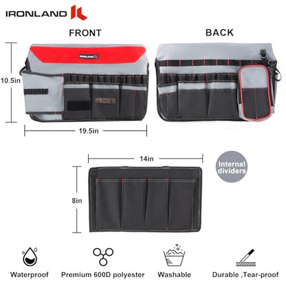 IRONLAND Bucket Tool Organizer Fit 3.5-5 Gallon Bucket, 64 Pockets, Bucket Tool Caddy Organization for Garden, Construction, Carpenter, Electrician, Builder red - size: Medium - 64 Pockets
