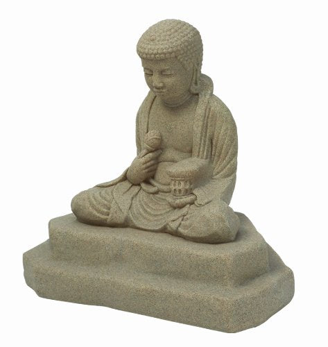 EMSCO Group Meditating Buddha Statue – Natural Sandstone Appearance – Made of Resin – Lightweight – 24” Height - color: Sandstone, style: Meditating Buddha