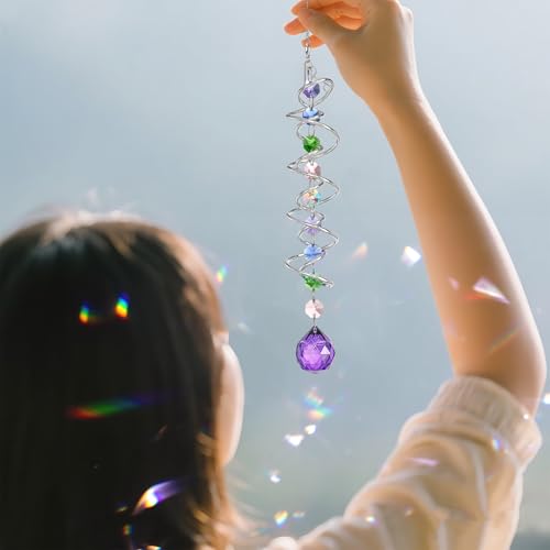 5 Pack Crystal Suncatcher Gazing Ball Spiral Wind Spinner Garden Decor - color: 5 Pack