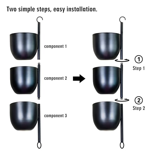 3-Tier Metal Hanging Planter with 6 Inch Oval Pots - Black Modern Triple Tiered Plant Hanger - Vertical Stackable Wall and Ceiling Mount Holder for Indoor and Houseplants - size: Triple-Tier