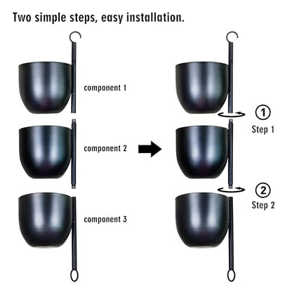 3-Tier Metal Hanging Planter with 6 Inch Oval Pots - Black Modern Triple Tiered Plant Hanger - Vertical Stackable Wall and Ceiling Mount Holder for Indoor and Houseplants - size: Triple-Tier
