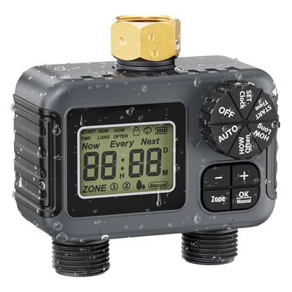 HIRALIY Sprinkler Timer, Water Timer for Garden Hose 2 Zone