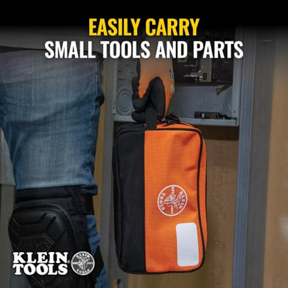 KLEIN TOOLS Tool Pouch, Dual Compartments, Heavy-Duty Tool Bag Organizer, Multipurpose Bag - size: 10" x 6"