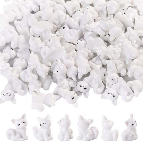 60 pcs Mini Resin Fox Many Styles Variety Tiny Animals Figures Miniature Little Small Animal Figurines Bulk for Micro Fairy Garden Landscape Accessories Hide Crafts Decor Aquarium - color: Fox-60p