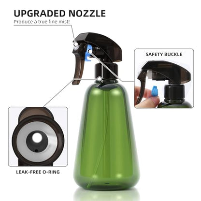 Spray Bottle for Plants 2 Pack, 16oz - Ultra Fine Mist, Plant Mister Indoor - color: Green & Brown