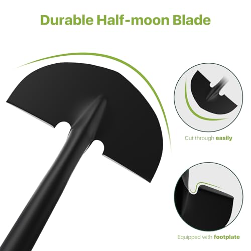 Edger Lawn Tool, Manual Half Moon Edger for Garden Border, Hand Lawn Edging Tool with D-Grip, 41-inch Long Handle Lawn Edger for Grass, Sidewalk, Yard