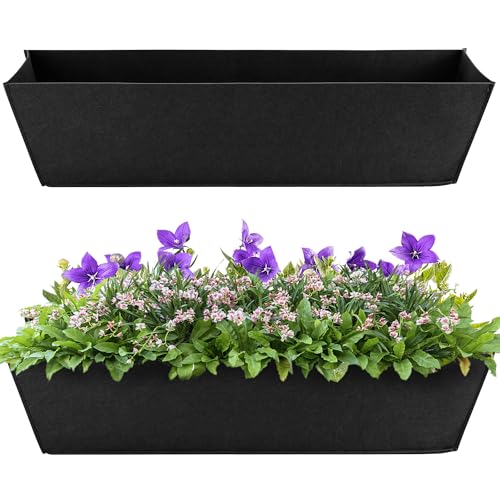 Adnee 2 Pcs 30 Inch Fabric Plant Window Box Liners-Rectangular Non-Woven Planter Basket Liner-Black Felt Flower Hanging Basket for Outdoor Garden Wall Hanging Planter Flower Vegetables - color: 30in-black