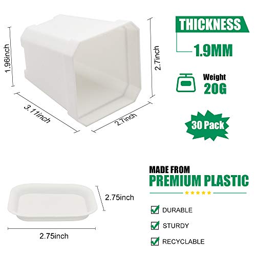 30Pcs 3" Nursery Pot with 30 Saucers White, Square Plastic Planting Pots - color: White
