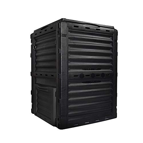80 Gallon (300L) Large Capacity Static Compost Bin - Sturdy Outdoor Waste Composter with Easy-Access Hatch, Efficient Aeration System for Fast Organic Fertilizer Creation, Black - color: Black