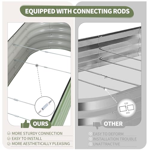 Galvanized Raised Garden Bed - 2 Pcs 6x2x1.4FT Planter Box, Green - color: Green, size: 6x2x1.4ft