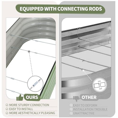 Galvanized Raised Garden Bed Outdoor- 8x2x1.4FT Planter Box, Green - color: Green, size: 8x2x1.4ft