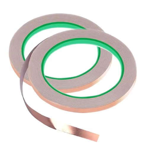 Copper Tape with Double-Sided Conductive Copper 1/4" x 28Yards 2 Rolls Foil Tape Self Adhesive EMI Shielding Stained Glass Supplies Soldering Electrical Repairs Paper Circuits Grounding