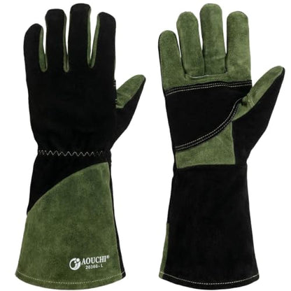 Welding Gloves for Men, Fireproof and Heat Resistant Green-XL - color: Black-green, size: X-Large