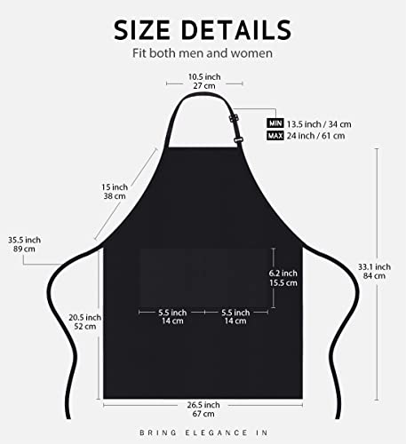 Syntus Apron for Men Women, Adjustable Cooking Kitchen Apron with 2 Pockets - color: Basic Black, style: 2 Cotton