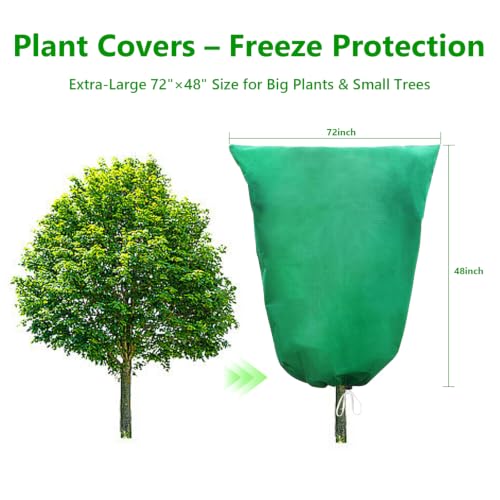 4 Pack 48"x71" Plant Covers with Zipper and Drawstring - size: 4 Pack 48"x71"