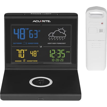 AcuRite (01193M) Weather Forecaster with Wireless Charging Pad, Alarm Clock