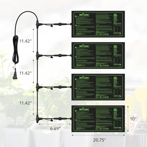 BN-LINK 10" x 20.75" Seedling Heat Mats for Seed Starting Plant Germination - size: 10x20 4 Pack Daisy Chainable