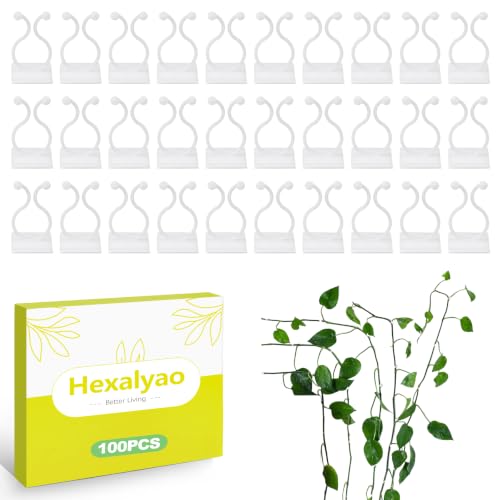 100 Pcs Self Adhesive Plant Clips - Invisible Wall Vine Holders, Climbing Plant Support Fixer for Indoor Outdoor Trailing Plants, Cable Wire Organizer for Garden Home Decor, White