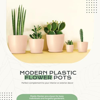 Plant Pots Indoor with Drainage, 10 Pack Multi-Size Planters Set, Pink - color: Peach Pink, size: Pack of 10