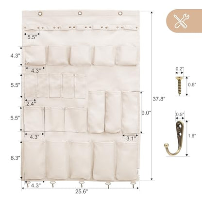 Canvas Wall Organizer for Garden Tool, Hand Tools, Stationery, Craft Items and Sewing Supplies,Natural