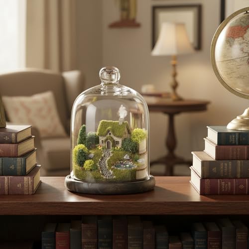 MyGift 9 Inch Clear Glass Cloche Dome Bell Jar With Wood Base