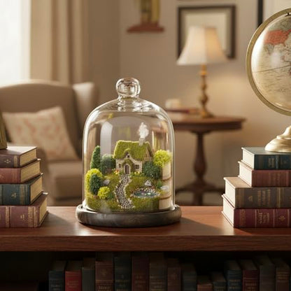MyGift 9 Inch Clear Glass Cloche Dome Bell Jar With Wood Base