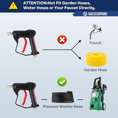 Short Pressure Washer Gun with 1/4" QC,with 5 Spray Nozzle Tips