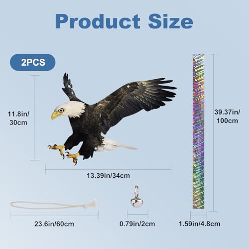 Flat Fake Hawk to Keep Pigeon Away with Reflective Tape, 4Pcs Visual Hanging Owls to Scare Away from Woodpecker Porch Patio Balcony, Pigeon Scare Devices, Garden Owls to Scares Outdoor to Protect Yard - color: 2Pcs Black-2