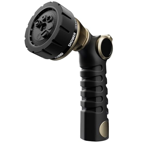 RESTMO Heavy Duty Hose Nozzle, Metal Garden Water Hose Sprayer - color: Bronze