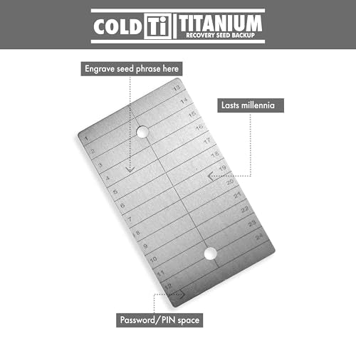 ColdTi - Titanium Bitcoin Seed Plate for Ultra-Secure Ethereum and Crypto Seed Phrase Storage - Premium Seed Phrase Metal - (Single Plate) - size: Single Plate